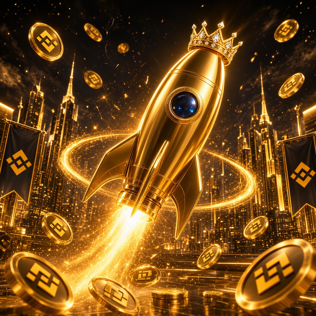 币安公主 riding a golden rocket